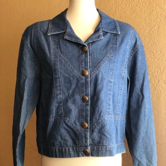 City Girl Denim Vintage Button Closure Jacket - Picture 1 of 8